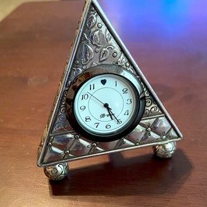 Brighton Silver Standing Clock WORKS Desk Bedside Table